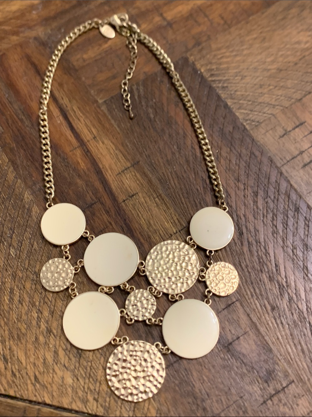 Charming Charlie Gold-Tone Necklace with Cream Discs